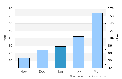 Peshāwar average rain in January