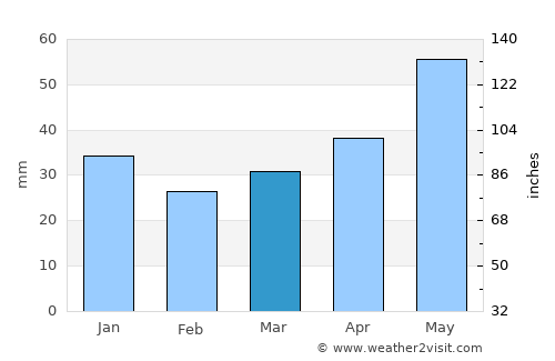 Pestovo average rain in March