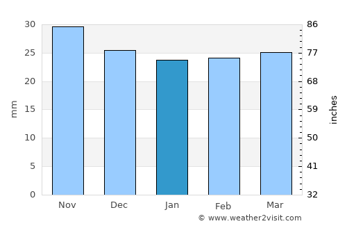 Petricani average rain in January