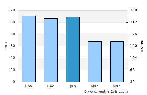 Piedade average rain in January