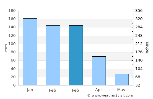 Piggs Peak average rain in February