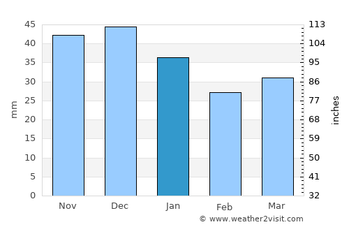 Piła average rain in January