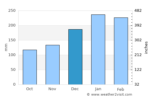Pindorama average rain in December