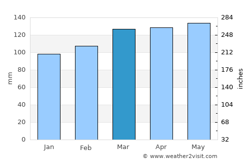 Pine Bluff average rain in March