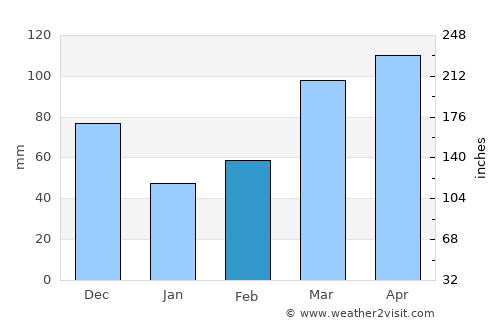 Pineville average rain in February