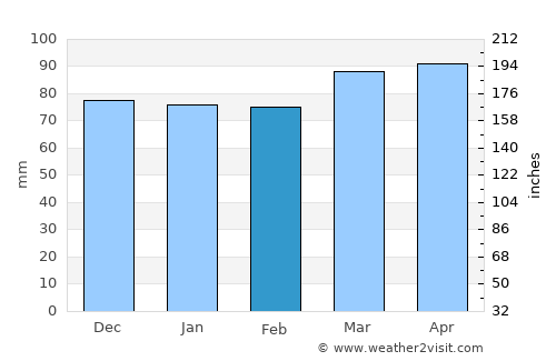 Pineville average rain in February