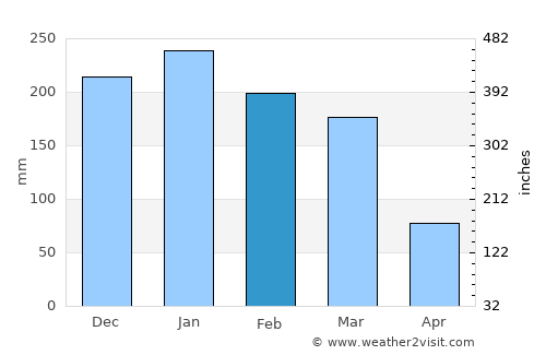 Pinheiral average rain in February