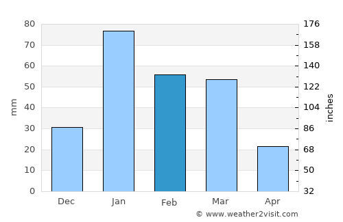 Pinjaur average rain in February