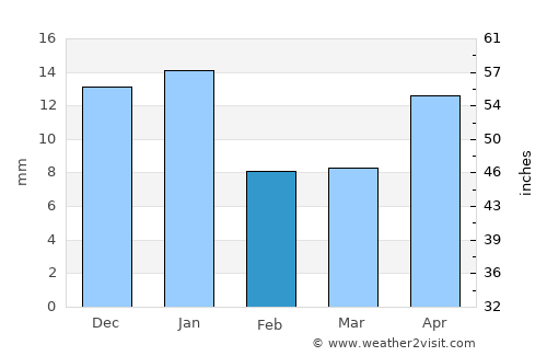 Pinos average rain in February
