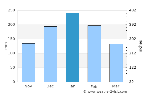 Piracicaba average rain in January
