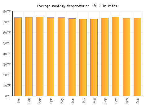 Pital average temperature chart (Fahrenheit)