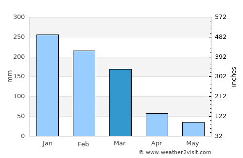 Pitangueiras average rain in March