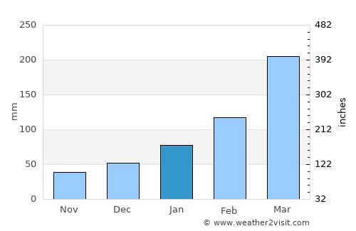 Pitimbu average rain in January