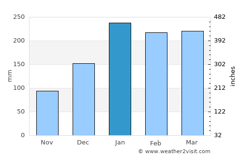 Piton Saint-Leu average rain in January