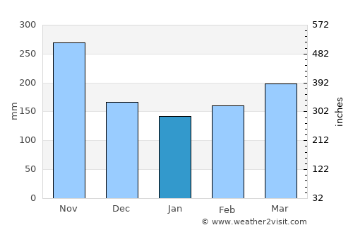 Planadas average rain in January