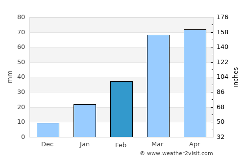 Pocinhos average rain in February