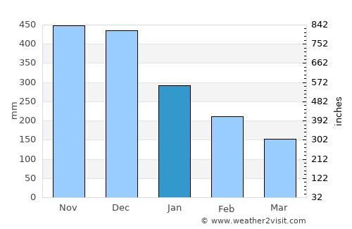Pocora average rain in January