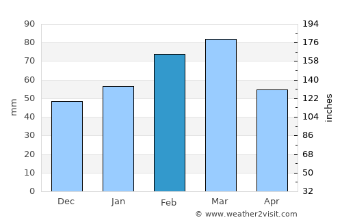 Poinciana average rain in February
