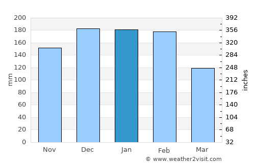 Ponte average rain in January