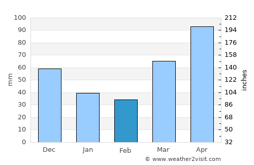 Pontiac average rain in February