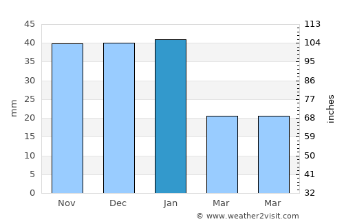 Port Isabel average rain in January