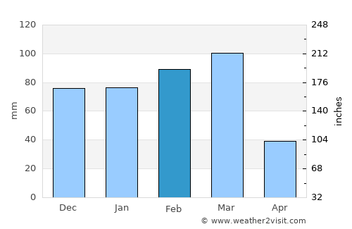 Port Richey average rain in February