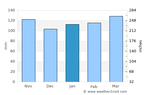 Port Saint John’s average rain in January