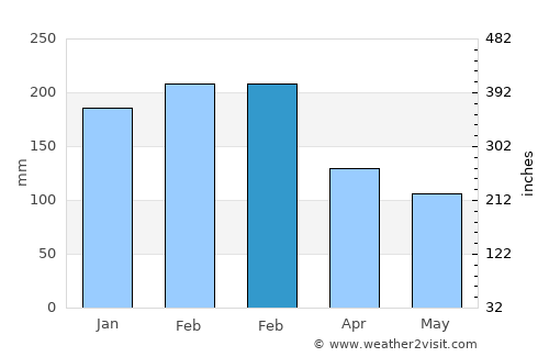 Porto Belo average rain in February