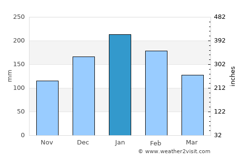 Porto Feliz average rain in January