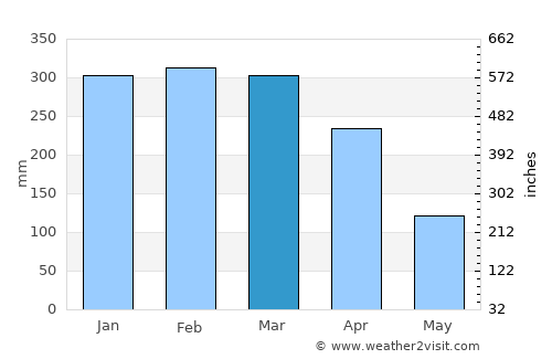 Porto Velho average rain in March