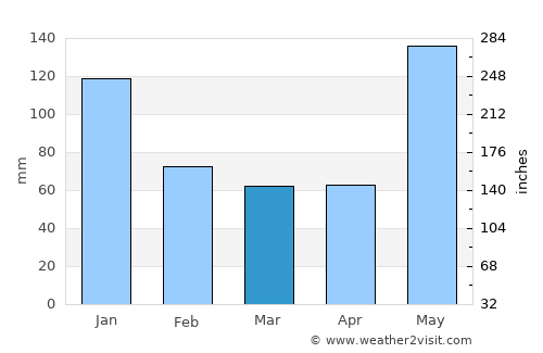 Potrerillos average rain in March