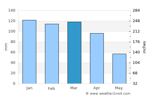 Pozo del Tigre average rain in March