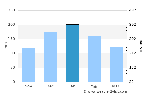 Presidente Bernardes average rain in January