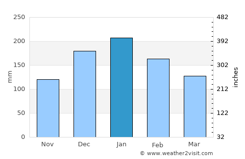 Presidente Prudente average rain in January