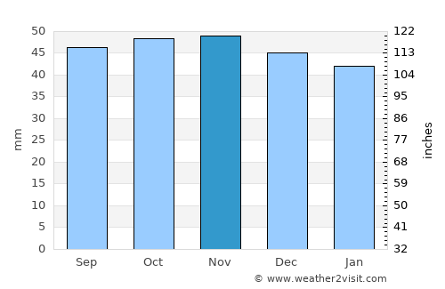 Pribrezhnyy average rain in November