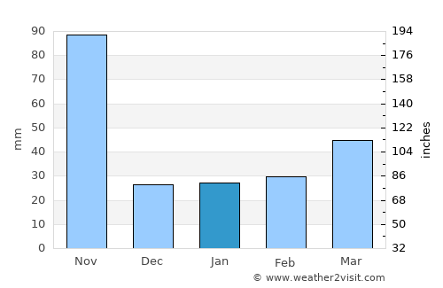 Primero de Enero average rain in January