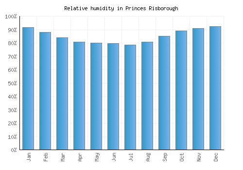 Princes Risborough relative humidity averages