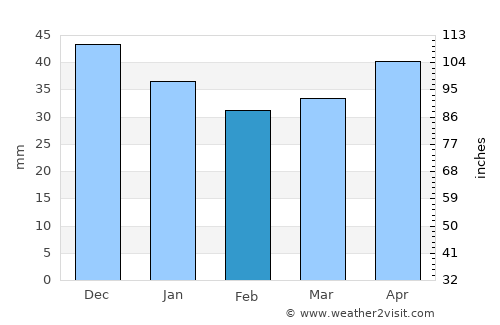 Pruzhany average rain in February