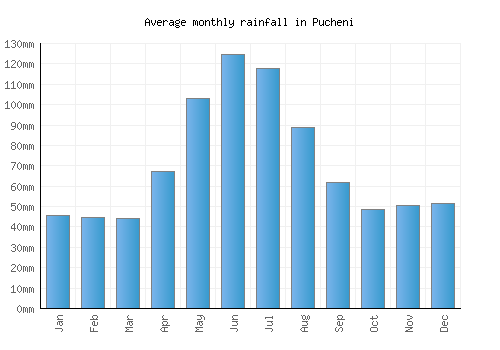 Pucheni monthly rainfall chart (mm)