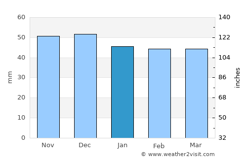 Pucheni average rain in January