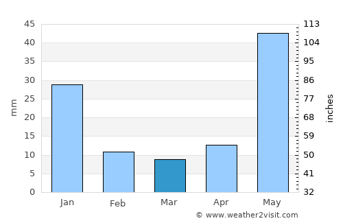 Puducherry average rain in March