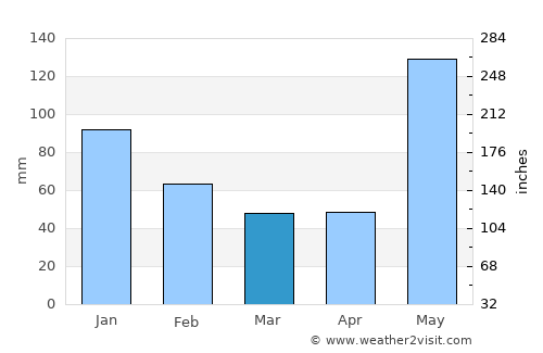 Pueblo Nuevo average rain in March