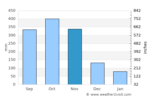 Puerto Berrío average rain in November