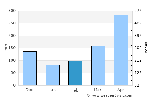 Puerto Boyacá average rain in February
