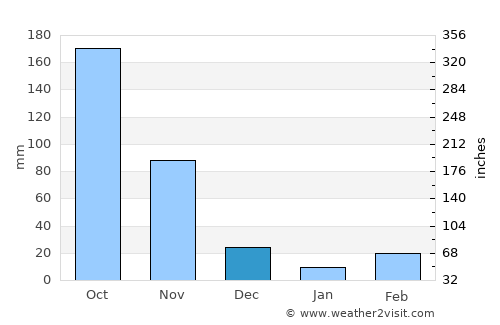 Puerto Carreño average rain in December