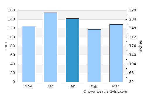 Puerto Cisnes average rain in January