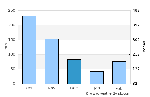 Puerto Concordia average rain in December