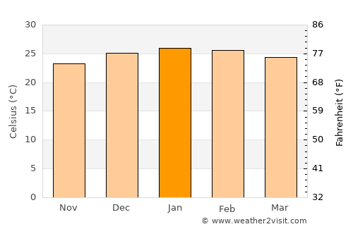 Puerto Leoni average temperature in January