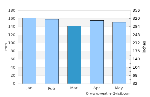 Puerto Leoni average rain in March