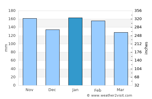 Puerto Libertad average rain in January